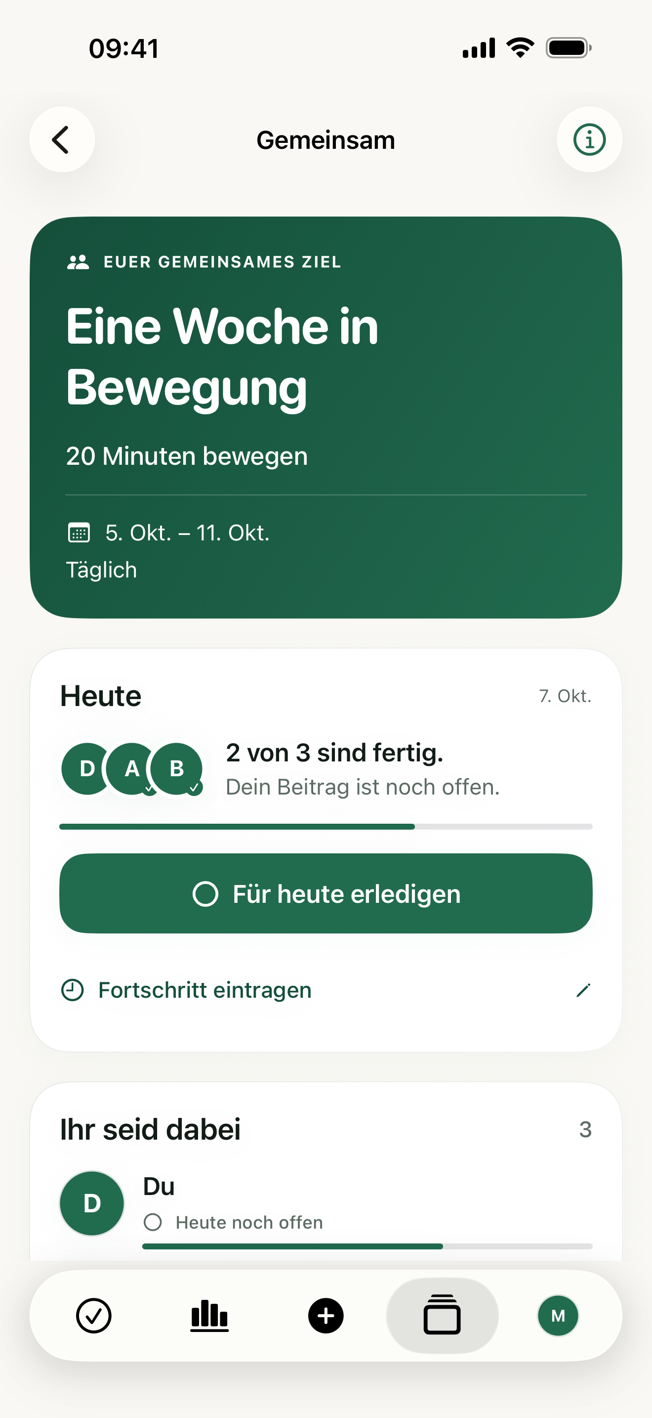 Gemeinsame Bewegungs-Challenge in Takt